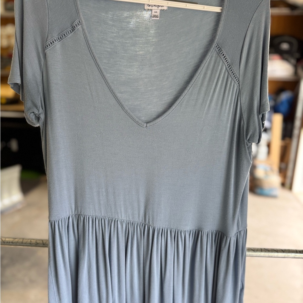 Casual Blue V-Neck Women's Top
